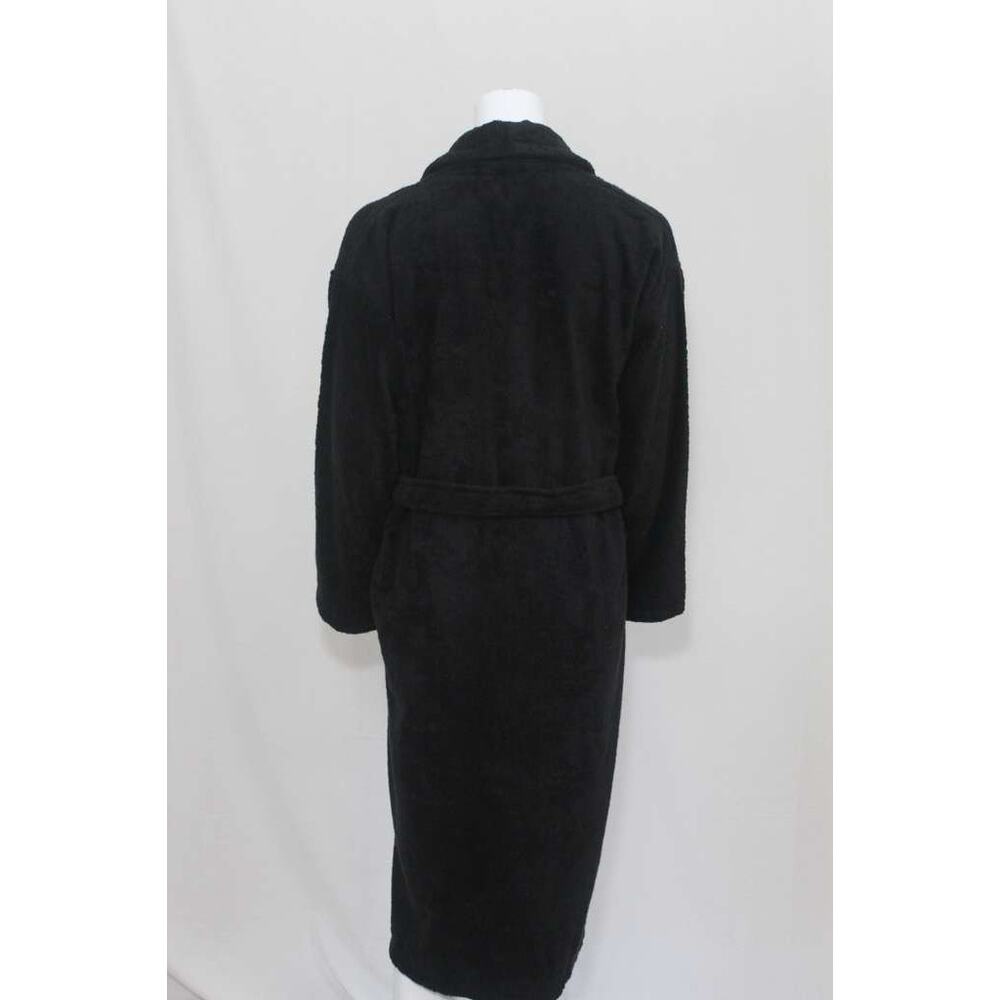Black Bathrobe 100% Cotton Unisex Soft Spa Robe S/M Turkish Towel Belted Pockets - Picture 6 of 6